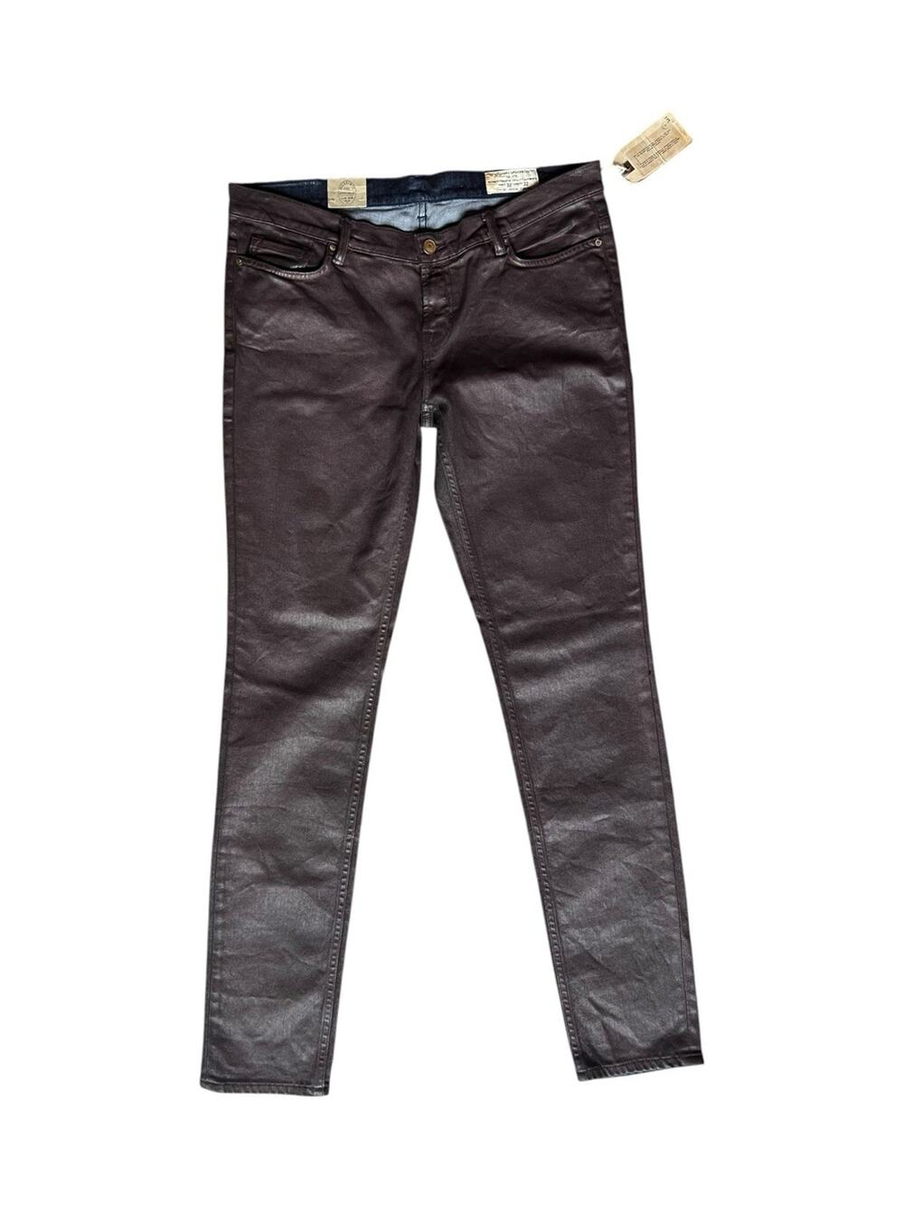 NWT AllSaints Hulo Pipe Skinny Oxblood Coated Pants Men’s 32x32 Burgundy